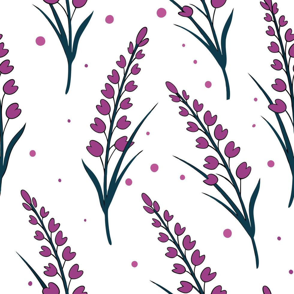 Abstract watercolor heather seamless pattern with splashes and drips on white background Clean vector