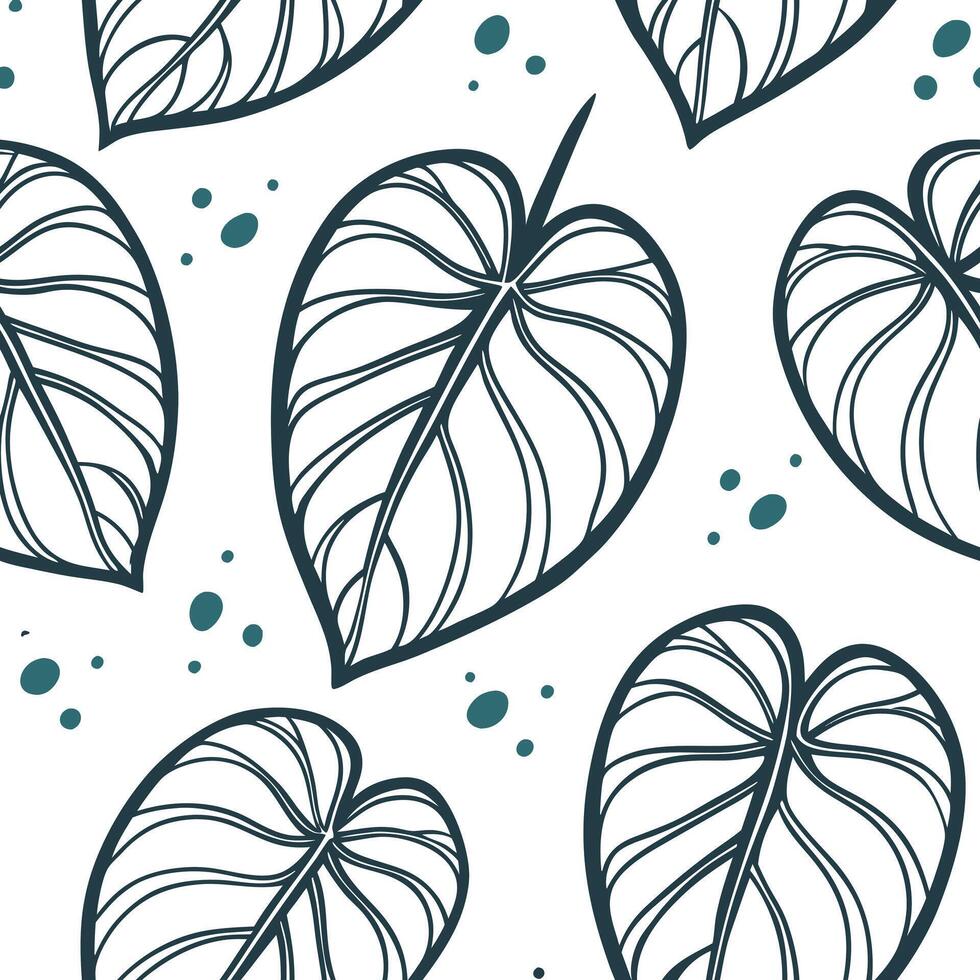 Abstract watercolor Pilea seamless pattern with splashes and drips on white background Clean vector