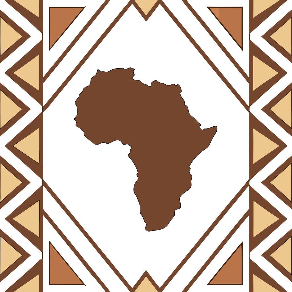 African Tribal Art seamless tile pattern with earthy tones and bold geometric shapes for cultural home decor Clean vector