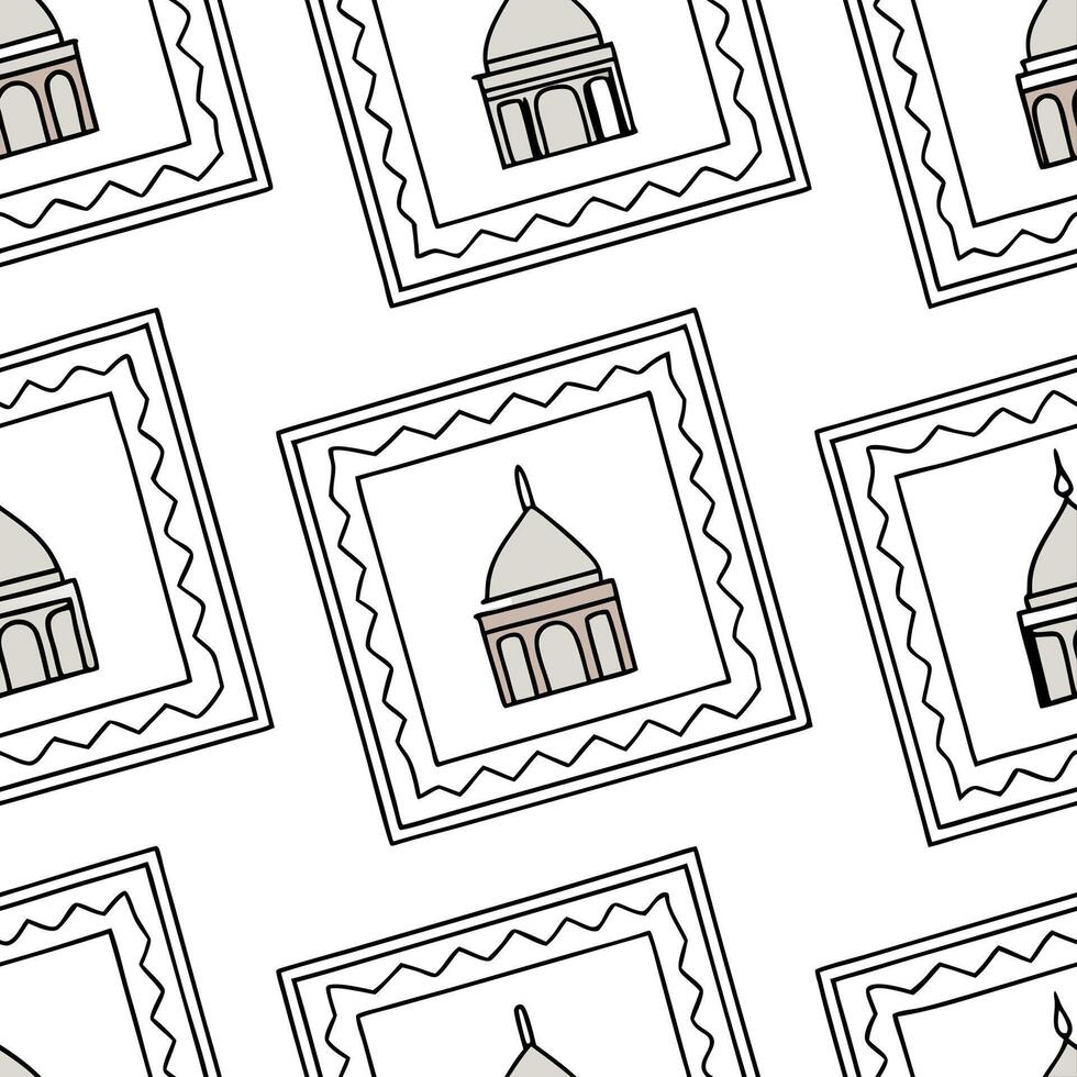 Arrange stylized lines shapes and ethnic icons into clean repeating frames faint color bursts balanced negative space synergy Clean vector