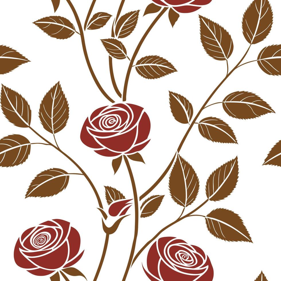 Art Deco rose seamless tile pattern with symmetrical rose motifs and gold accents for luxurious interiors Clean Set 2 vector