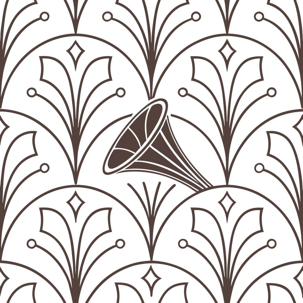 Art deco seamless tile pattern with intricate retro illustrations inspired by 1920s luxury and elegance Clean vector