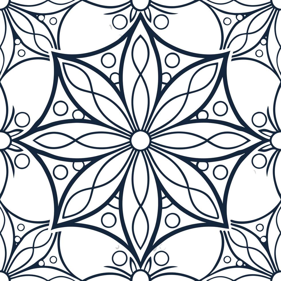 Art deco vintage embroidery seamless tile pattern geometric symmetry on white background perfect for stylish spaces Clean vector