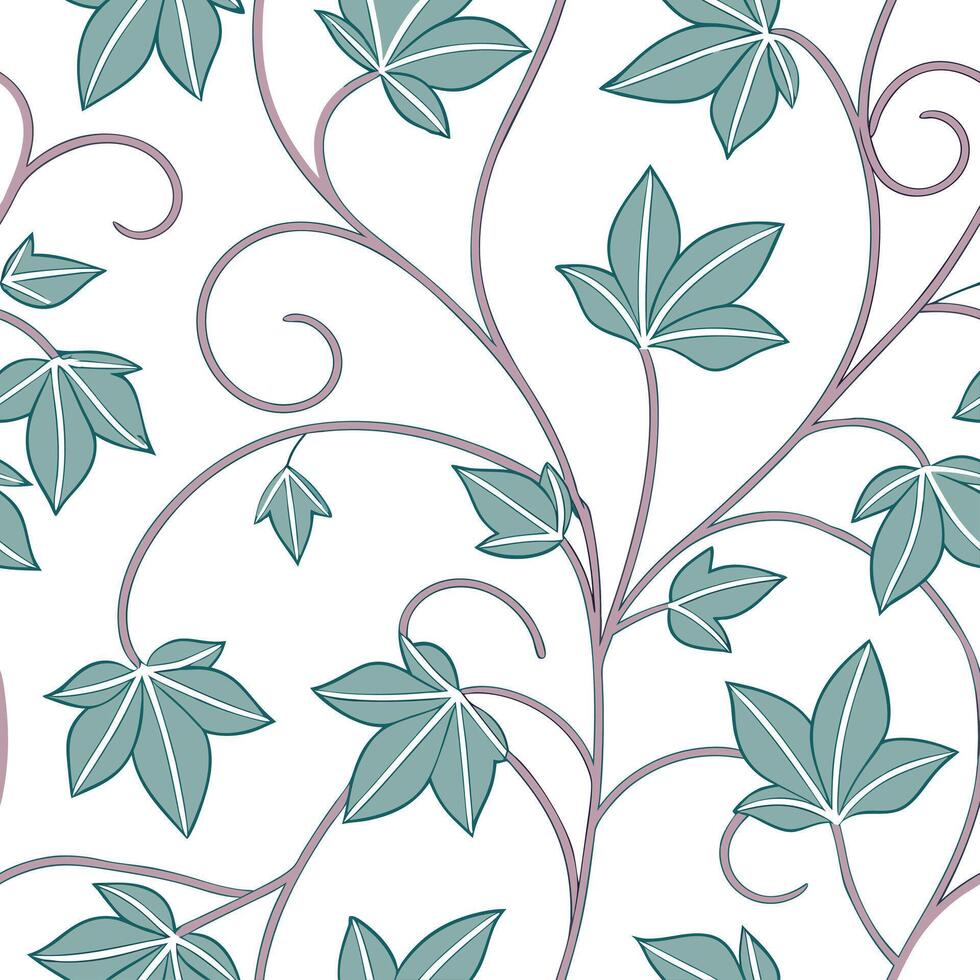 Art Nouveau vine seamless tile pattern with flowing lines and pastel colors ideal for elegant dining rooms Clean vector