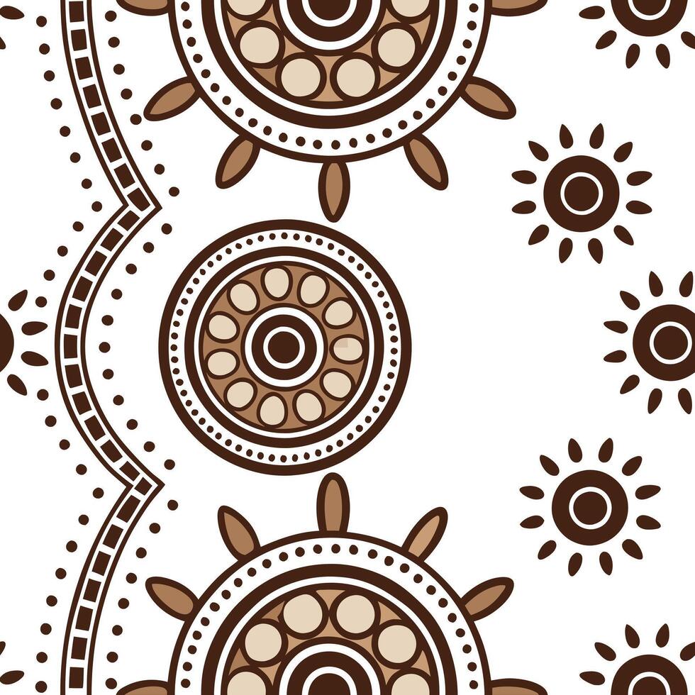 Australian Aboriginal patterns and dot art seamless tile pattern with earthy tones and traditional motifs for cultural decor Clean vector