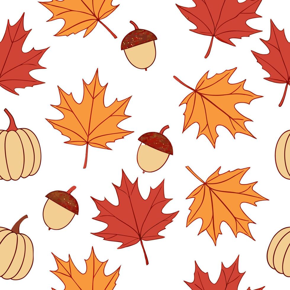 Autumn foliage seamless tile pattern with falling leaves cozy tones and pumpkin spice vibes Clean vector