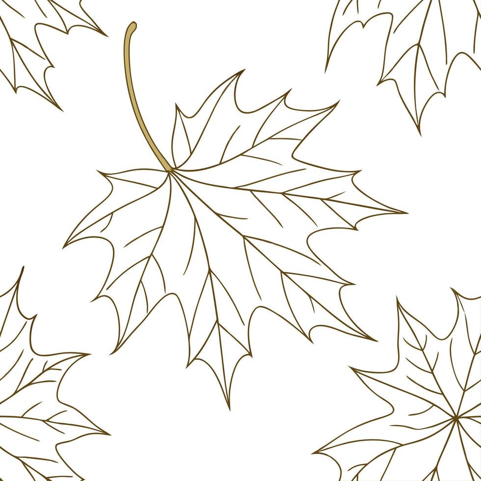 Autumn leaves seamless pattern with golden yellow hues and delicate veins for an elegant refined look Clean vector