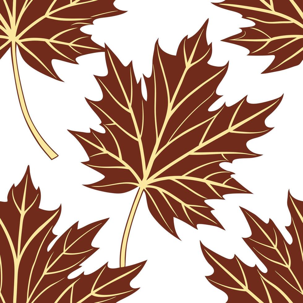 Autumn leaves seamless pattern with textured surfaces and deep brown and green tones for an earthy rustic look Clean vector