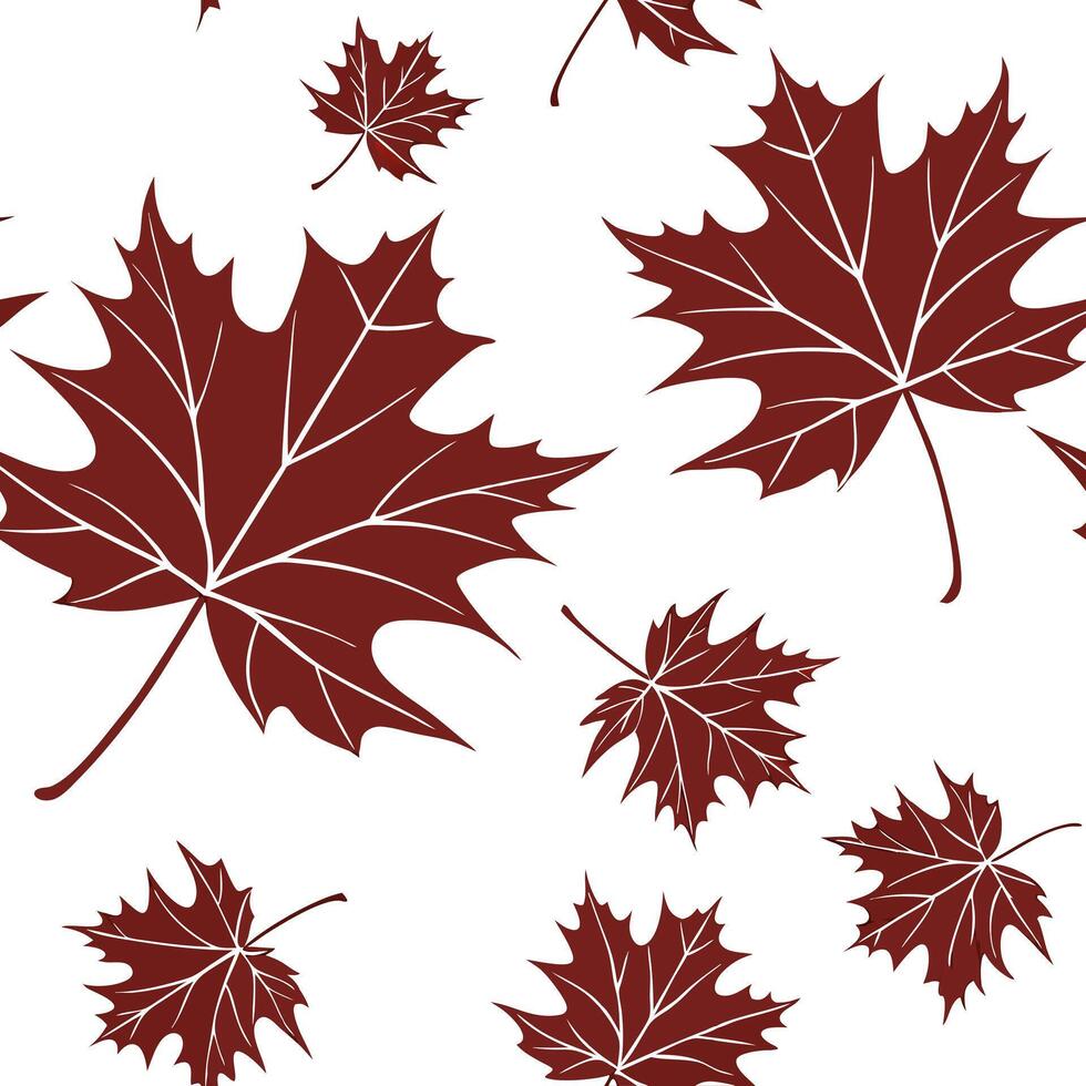 Autumn leaves seamless pattern with crisp edges and dark red tones for a dramatic fall inspired effect Clean vector