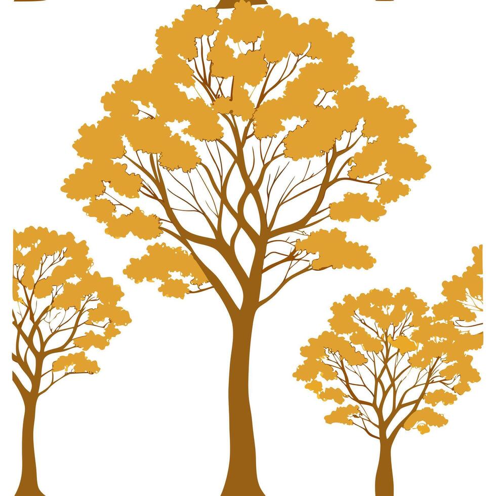 Autumn trees seamless tile pattern with vibrant maple and oak leaves for warm home decor Clean Set 6 vector