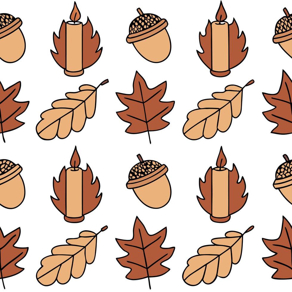 Autumn warmth seamless tile pattern with cozy blankets and golden maple leaves for inviting home decor Clean Set 4 vector