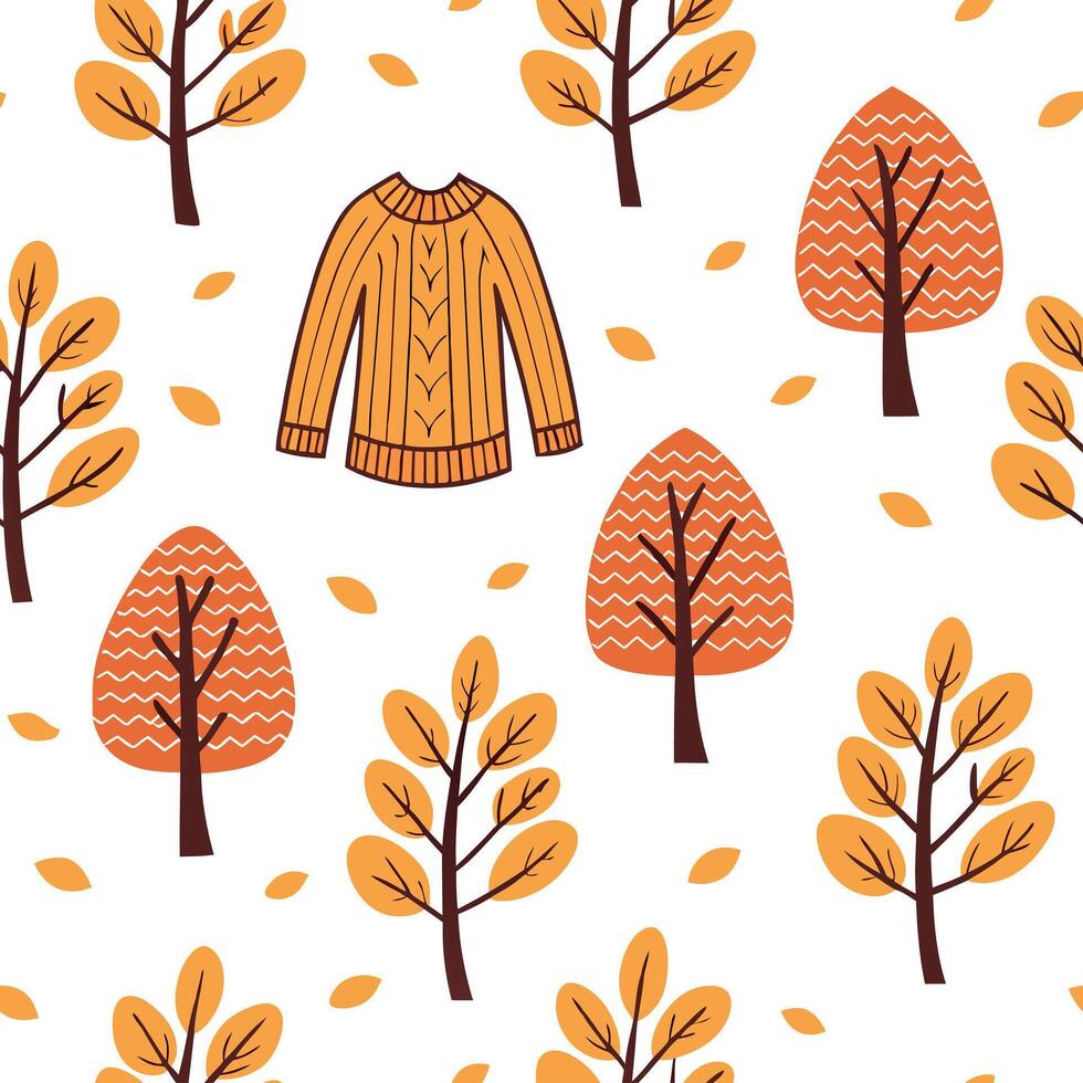 Autumn warmth seamless tile pattern with cozy blankets and golden maple leaves for inviting home decor Clean Set 7 vector