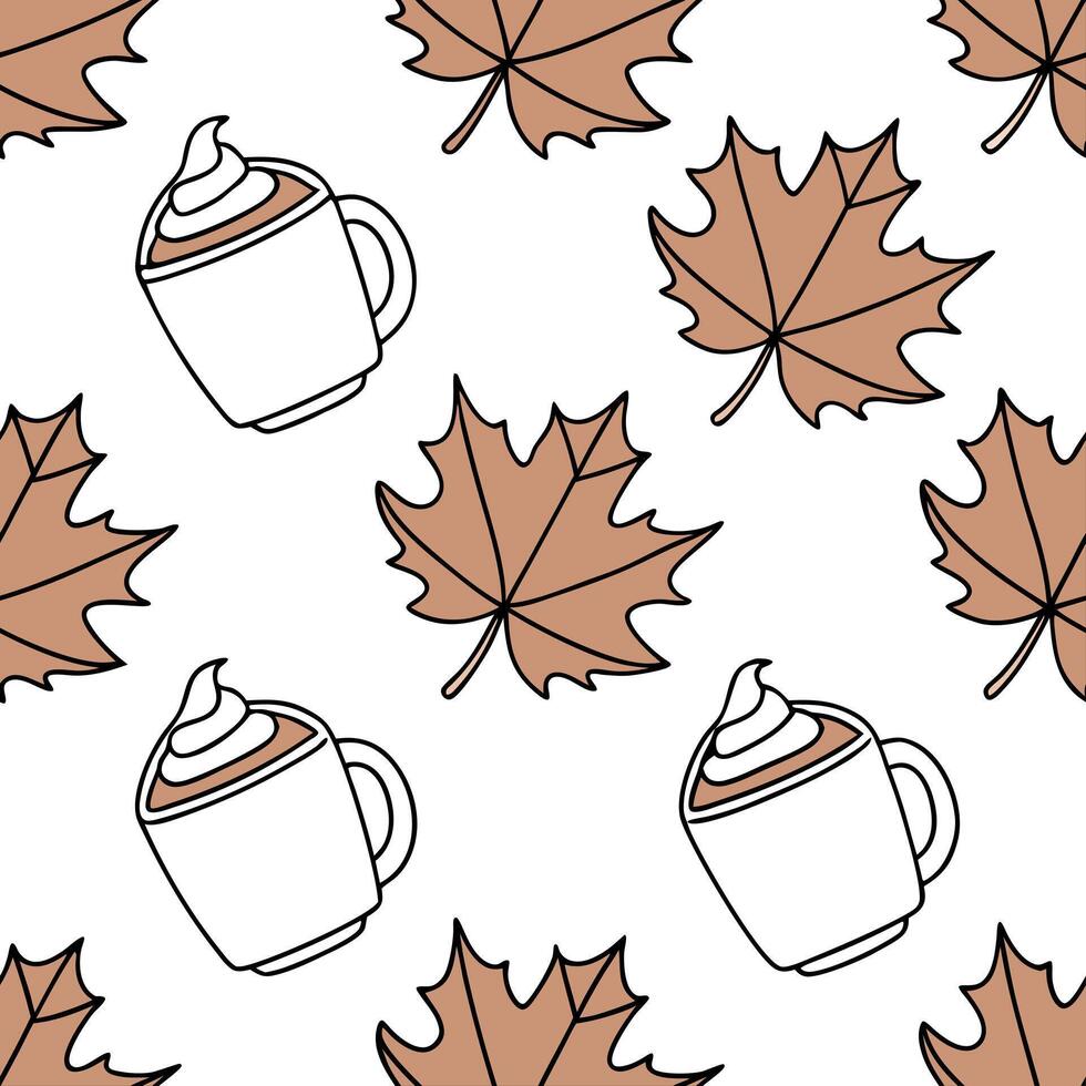 Autumn warmth seamless tile pattern with cozy blankets and golden maple leaves for inviting home decor Clean Set 15 vector