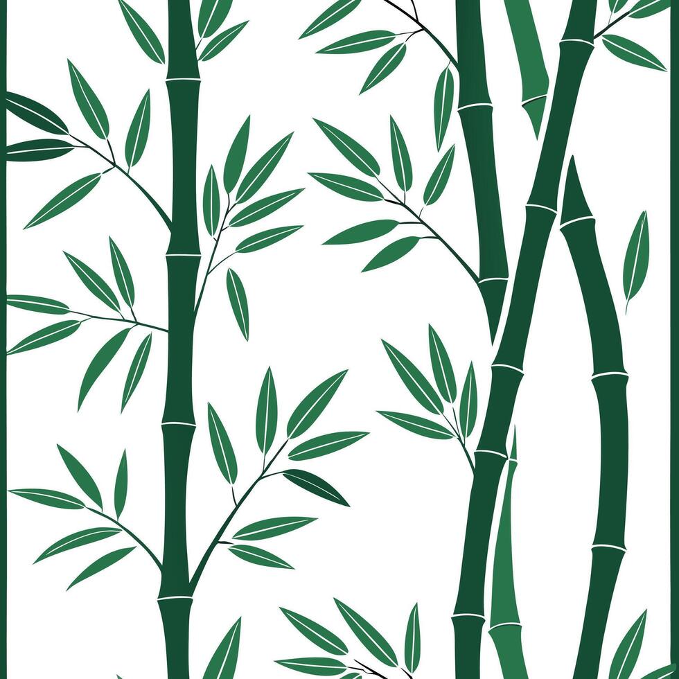 Bamboo and leaves seamless pattern botanical isolated white background perfect for spring textiles branding packaging Clean vector