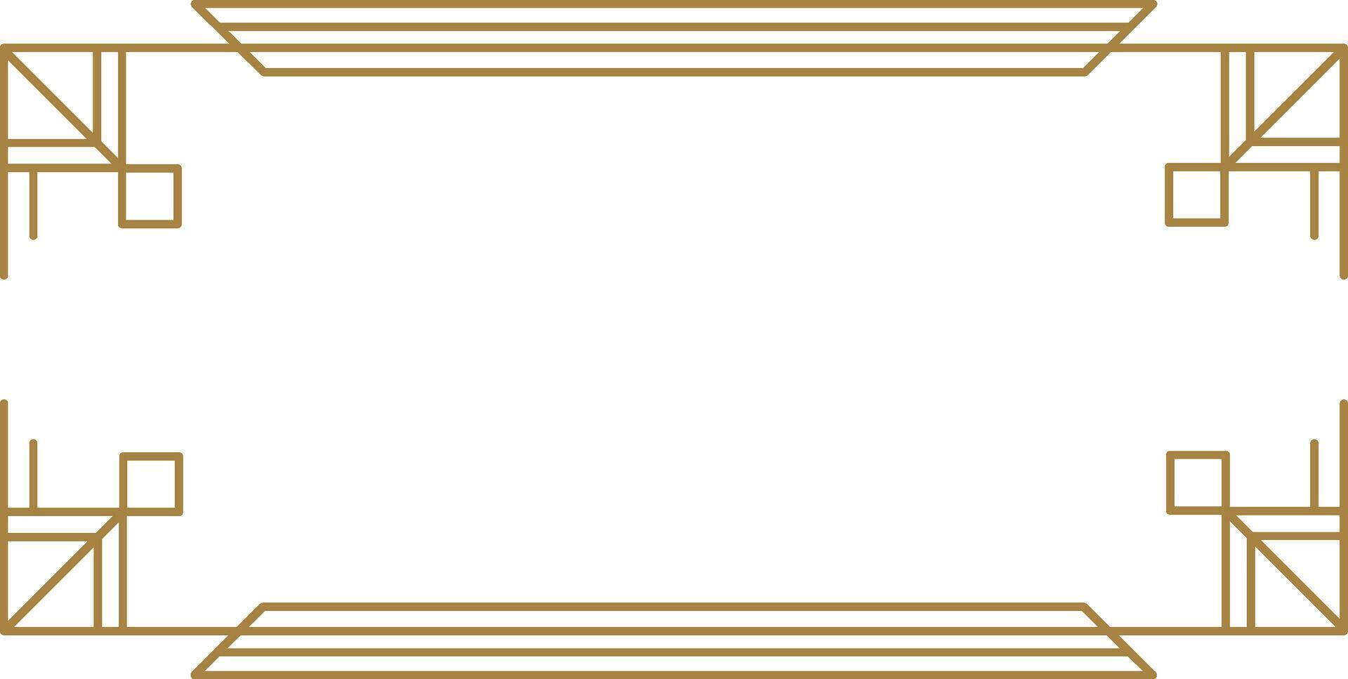 Luxurious golden rectangular frame art deco geometric diamond pattern, complementing vintage and high end design compositions vector
