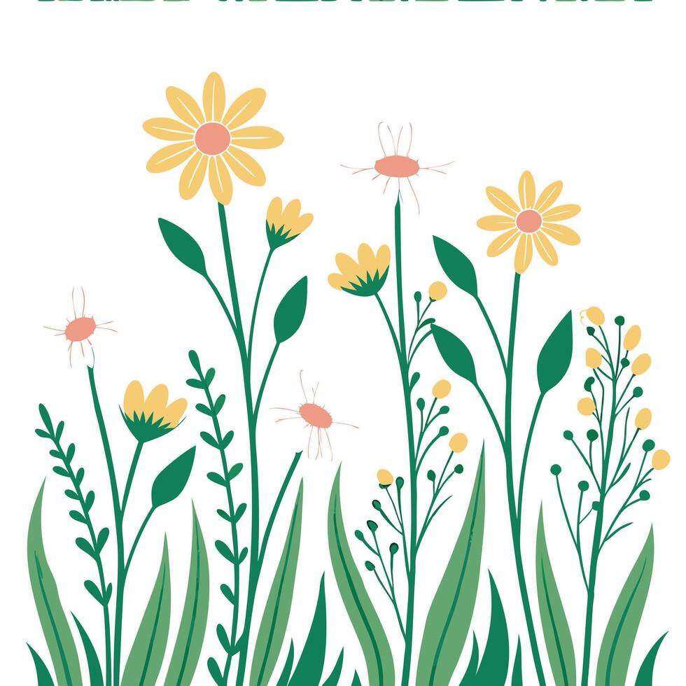Blossom filled garden seamless tile pattern with a vibrant mix of wildflowers symbolizing a fresh start Clean vector