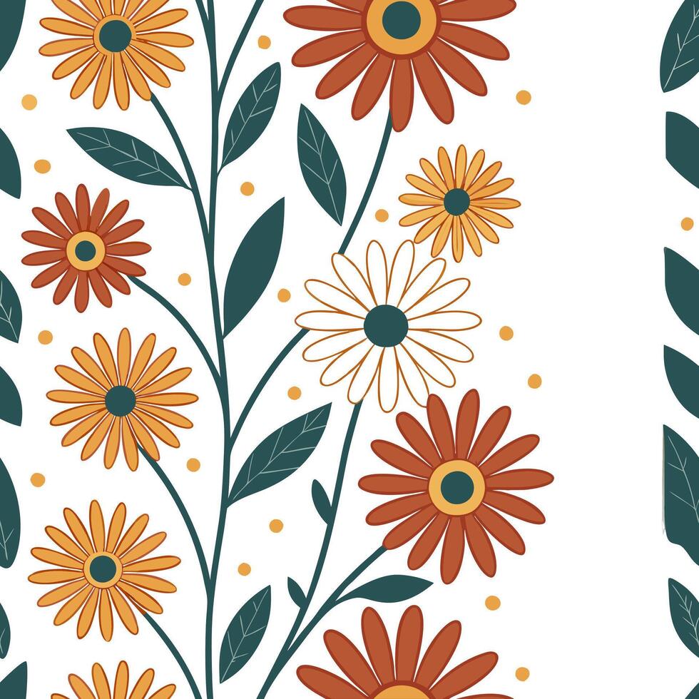 Bohemian wildflowers seamless tile pattern with eclectic peonies and dahlias in rich vibrant colors perfect for creative spaces Clean vector