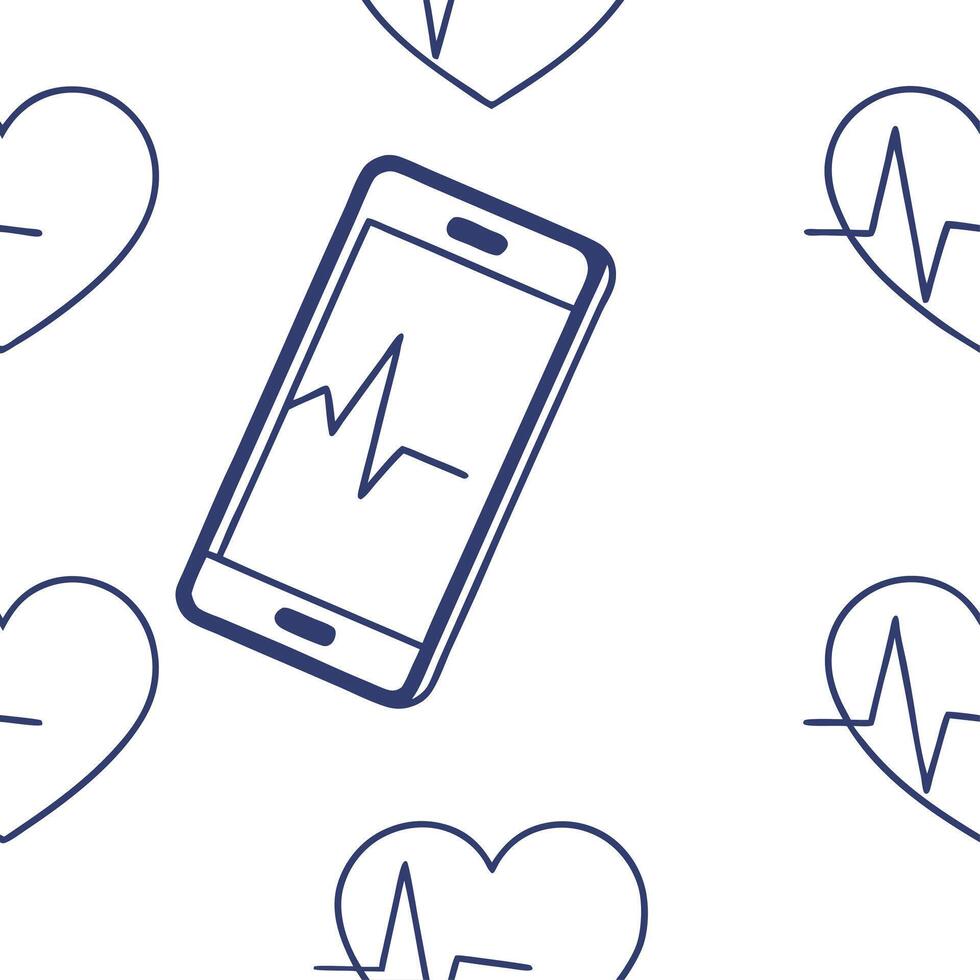 Bokeh digital art of heartbeat monitor merging with smartphone and copy space Clean vector