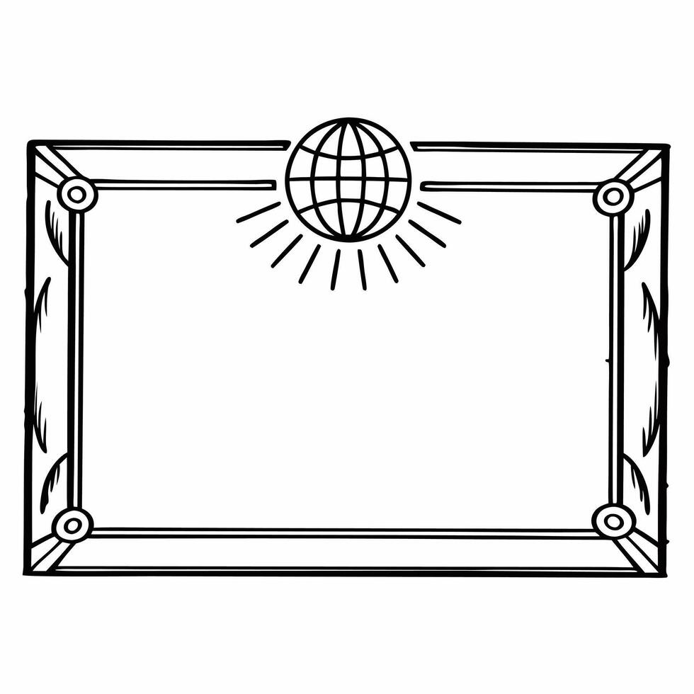 Border frame with glowing globe and hand icon symbolizing global responsibility for Human Rights Day Clean vector