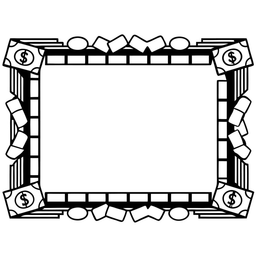 Border Frame with Gold Bars and Dollar Bills Clean vector
