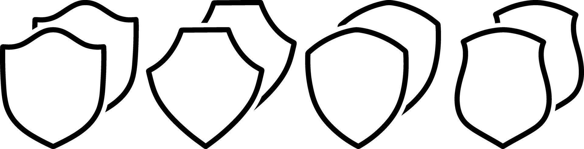 Sketch shield guard set icon Sketch filled flat sign vector