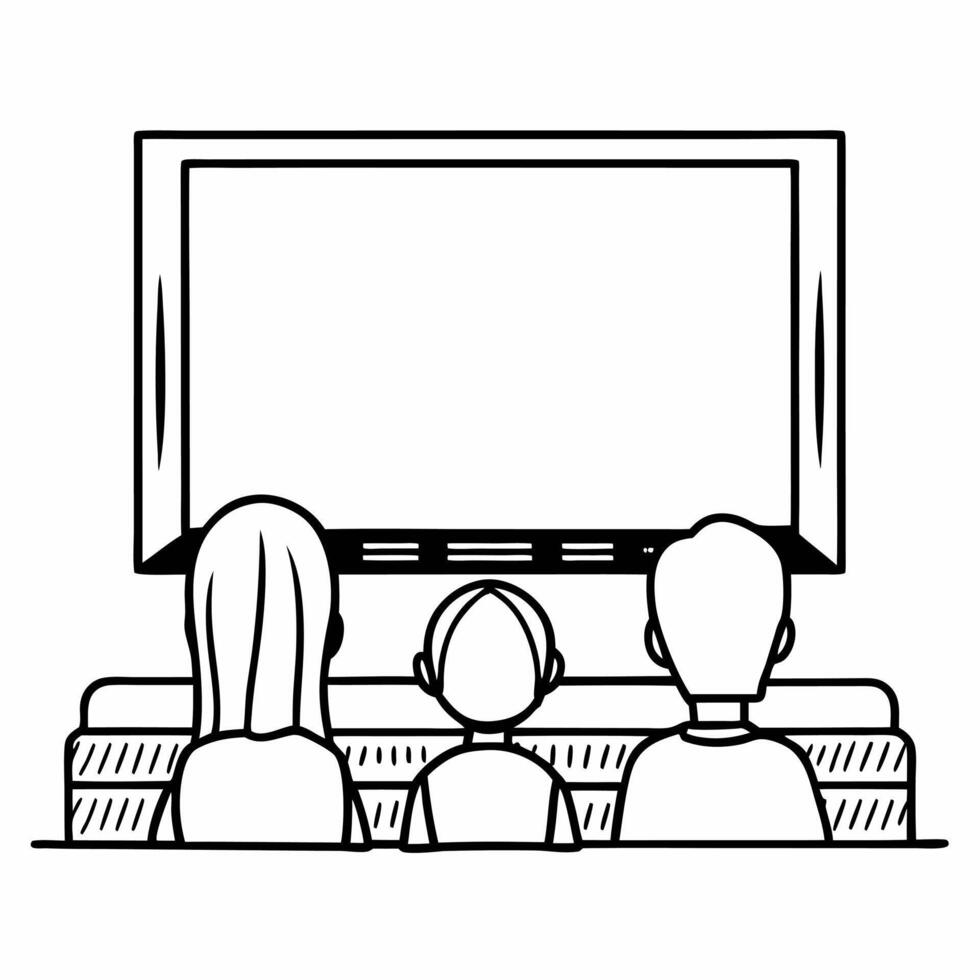 Candid family enjoying Cyber Monday deals on a smart TV Clean vector