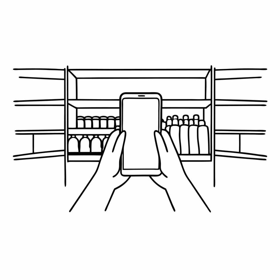Candid Shopper Redeeming Digital Coupon via App Clean vector