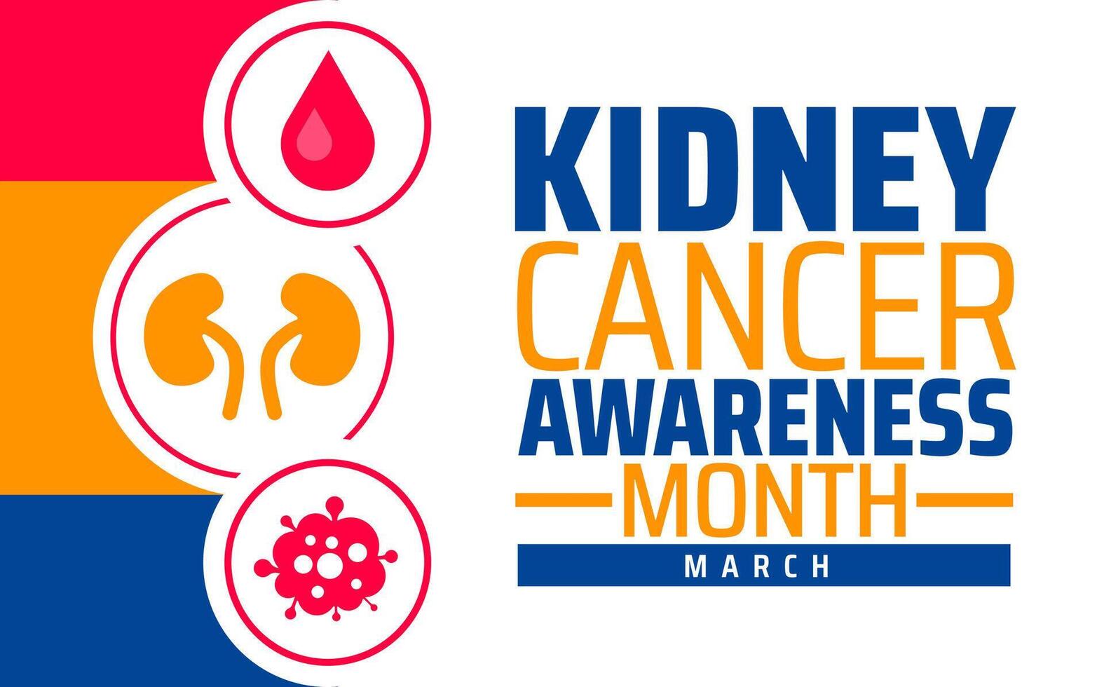 Kidney Cancer Awareness Month background banner or poster design template. observed every year in March. Holiday concept. Use to any Template, card, poster, placard, template. vector