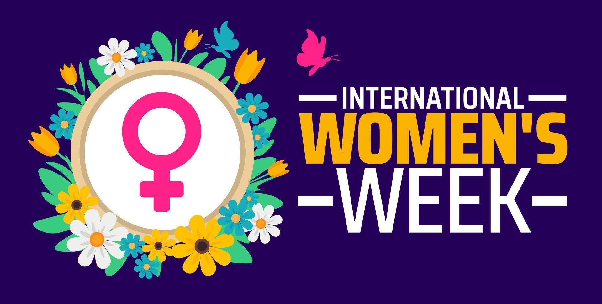 International Women Week background banner or poster design template vector