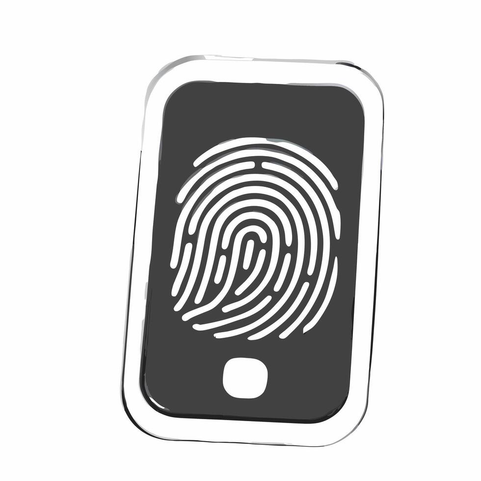 Close up of a glowing fingerprint scan symbolizing human identity and rights Clean vector