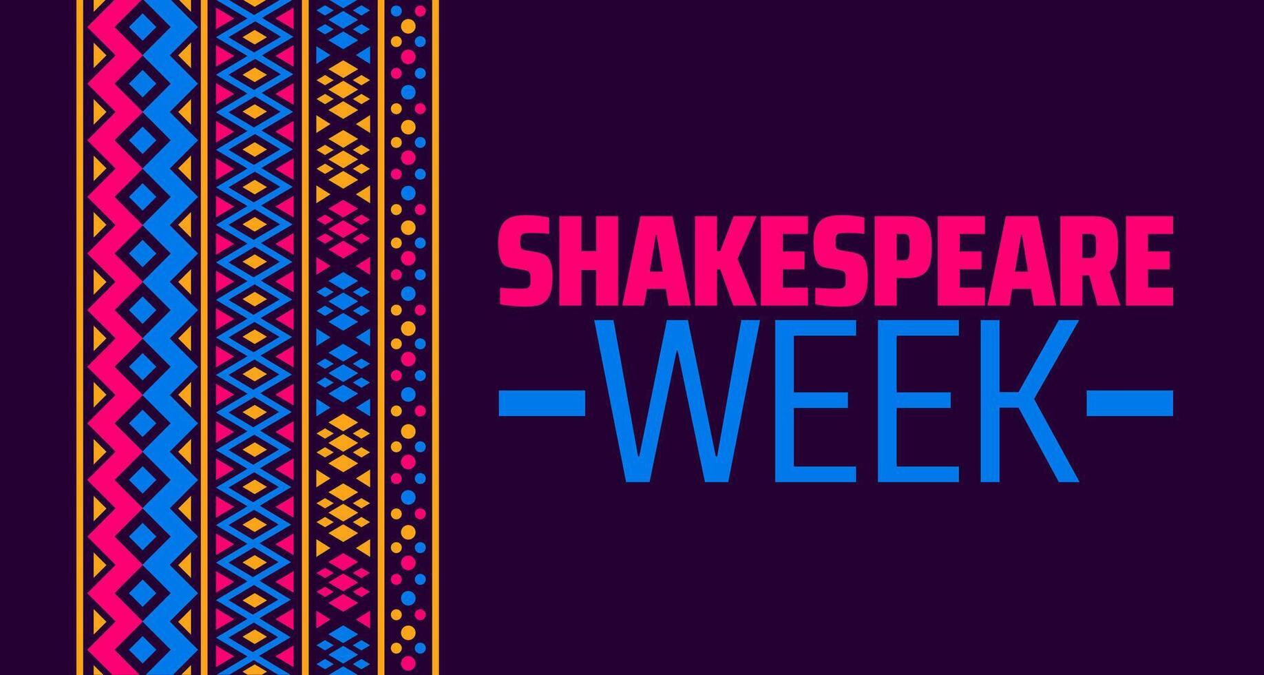 Shakespeare Week background banner or poster design template. observed every year in March. Holiday concept. Use to any Template, card, poster, placard, template. vector