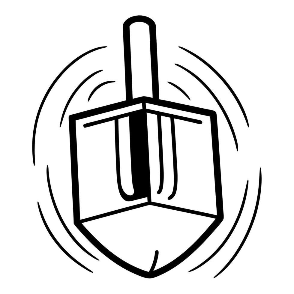 Close up of dreidel with glowing LED letters spinning in a futuristic game Clean vector