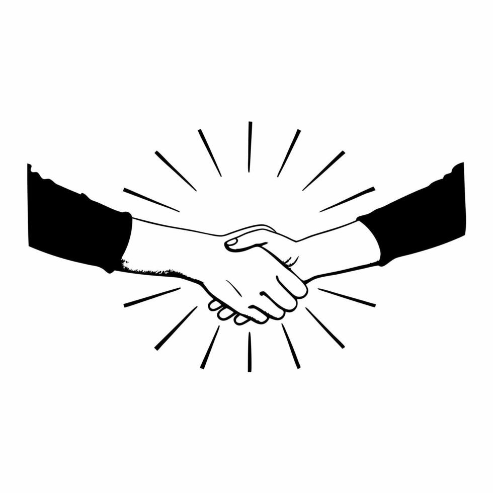 Close up of a handshake with digital overlay representing equality in the workplace Clean vector