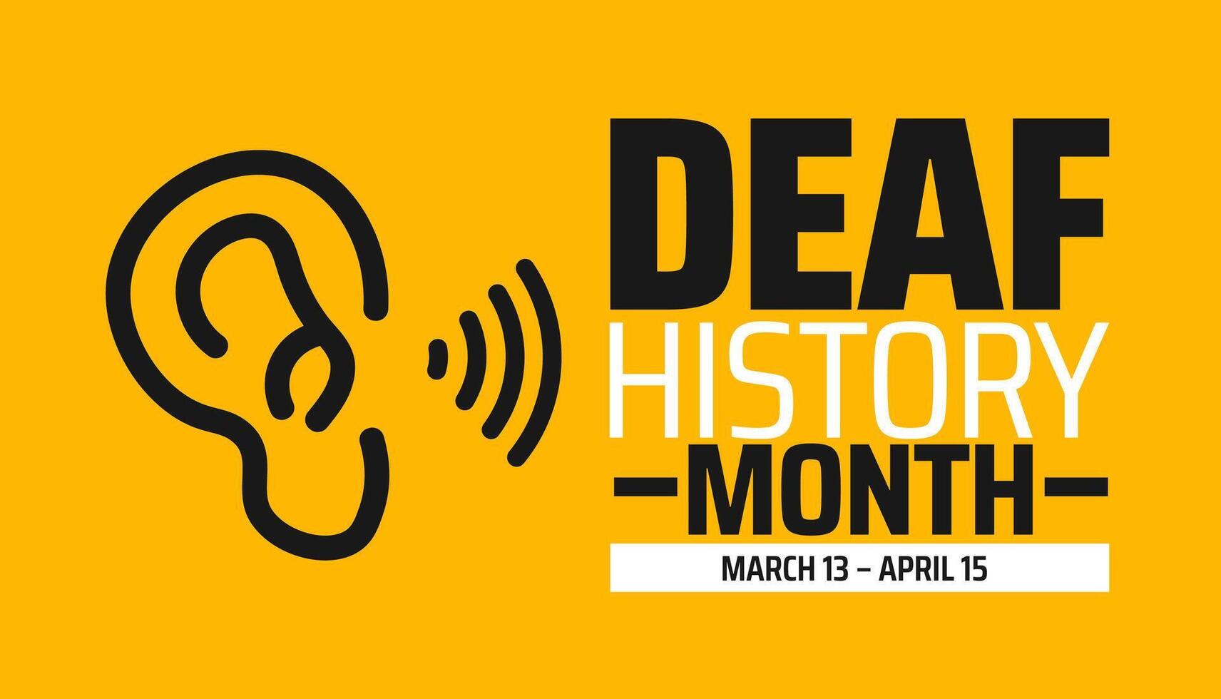 Deaf History Month background banner or poster design template with yellow and black color vector