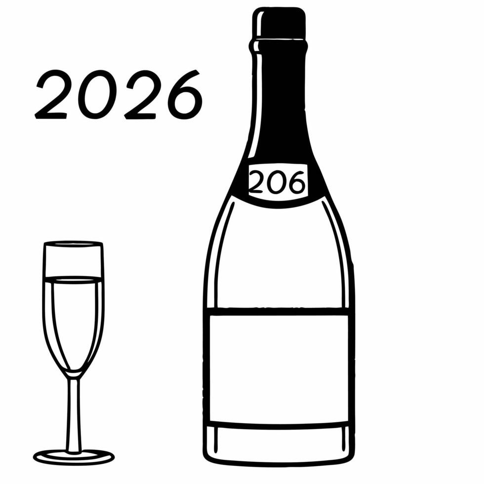 Close Up of New Year Champagne Clean vector