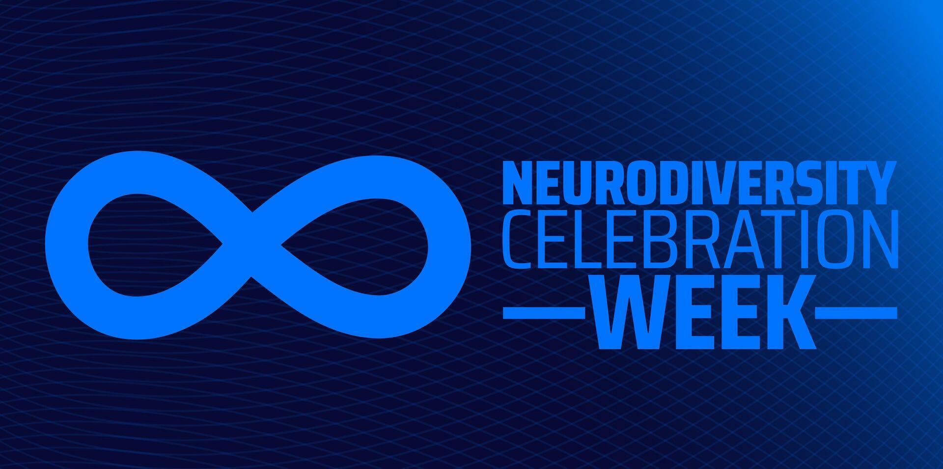 Neurodiversity Celebration Week blue color technology concept background banner or poster design template. observed every year in March. Holiday concept. Use to any Template, card, poster, placard. vector