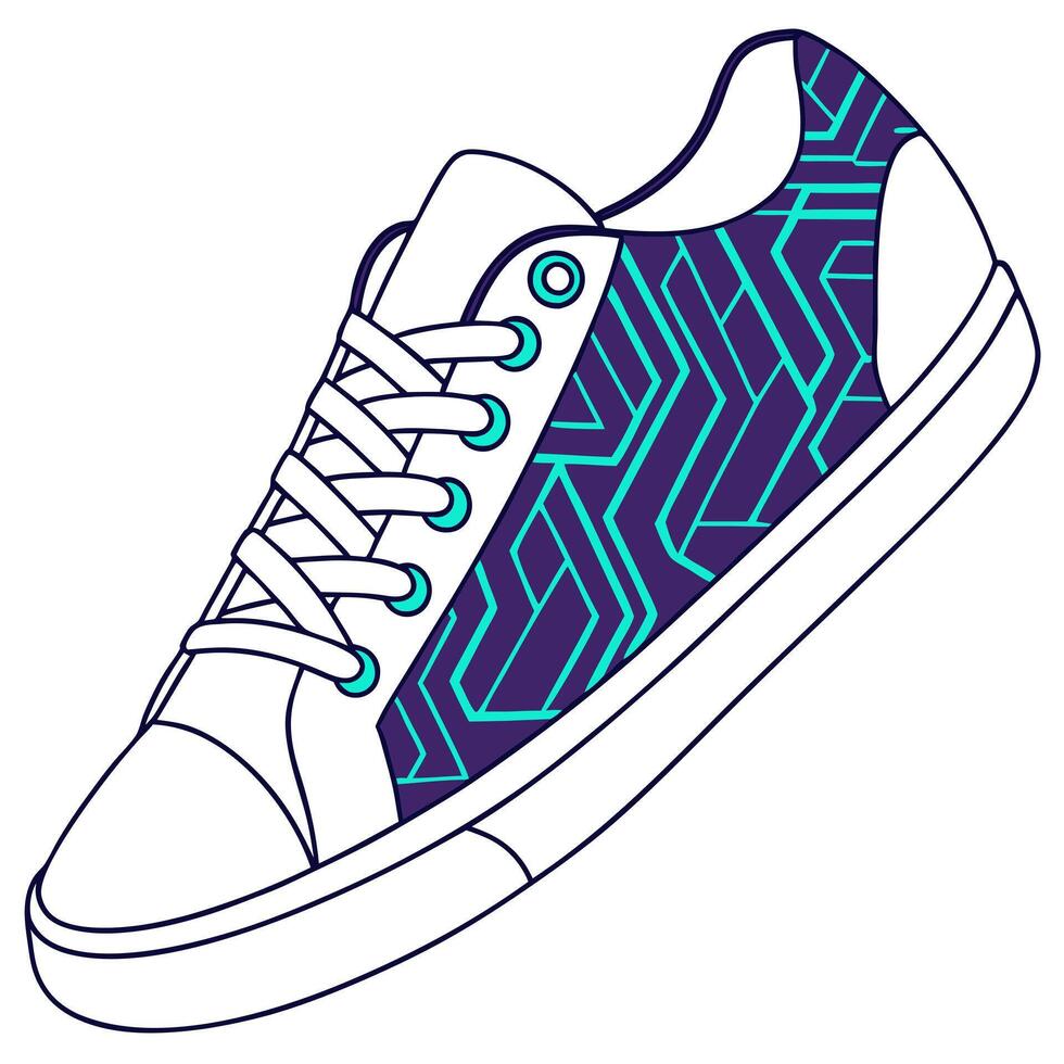 Combine neon wave patterns and geometric connectors on seamless tile harnessing crisp white balance for clarity Clean vector
