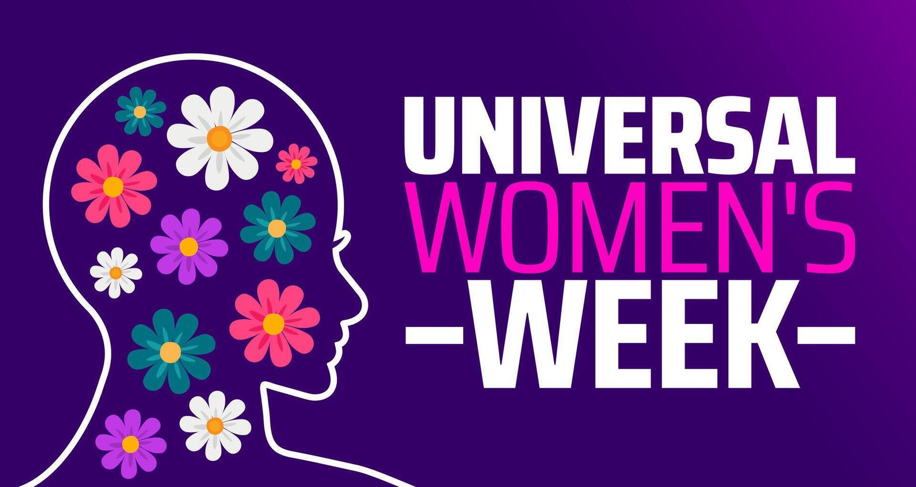 Universal Women's Week background banner or poster design template. observed every year in March. Holiday concept. Use to any Template, card, poster, placard, template. vector