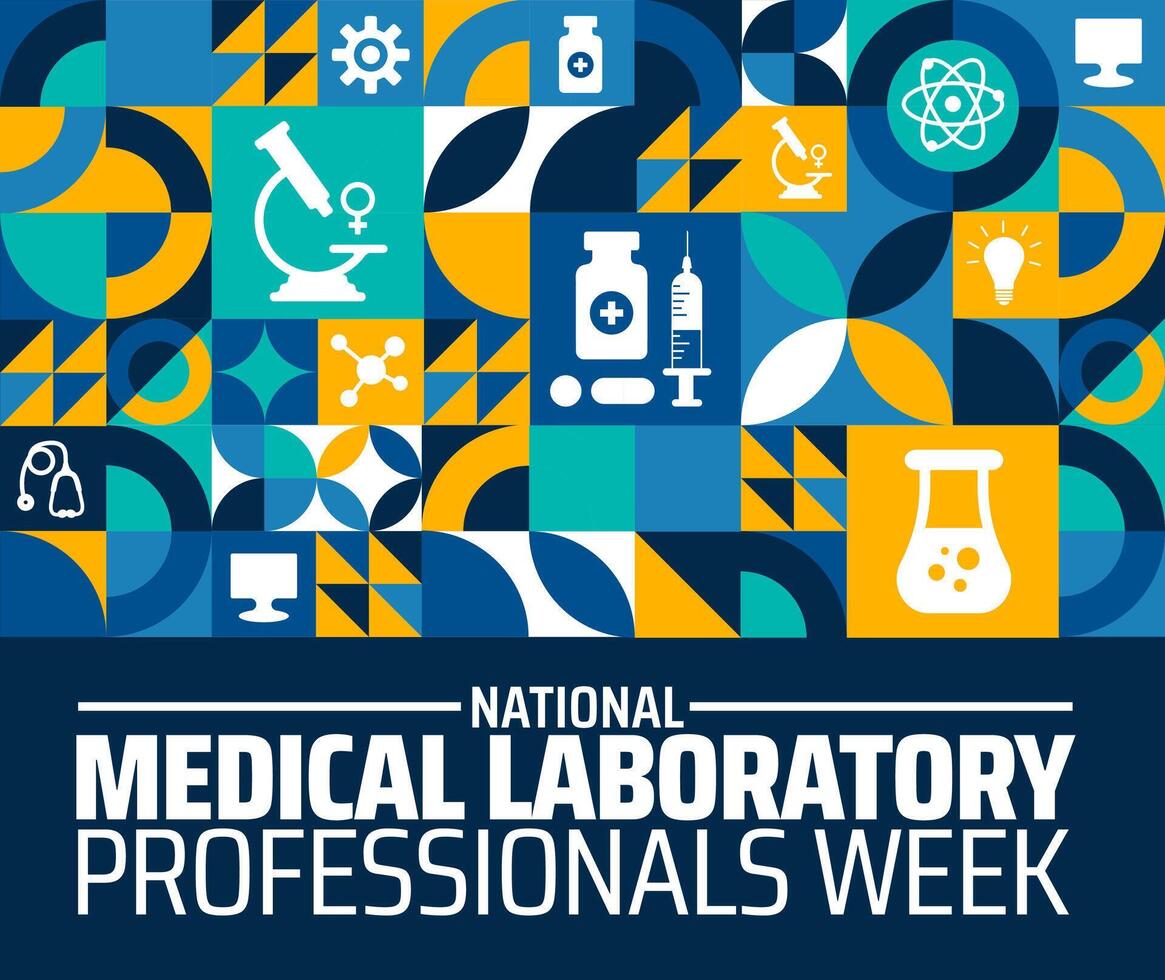 National Medical Laboratory Professionals Week background banner or poster design template. observed every year in March. Holiday concept. Use to any Template, card, poster, placard, template. vector