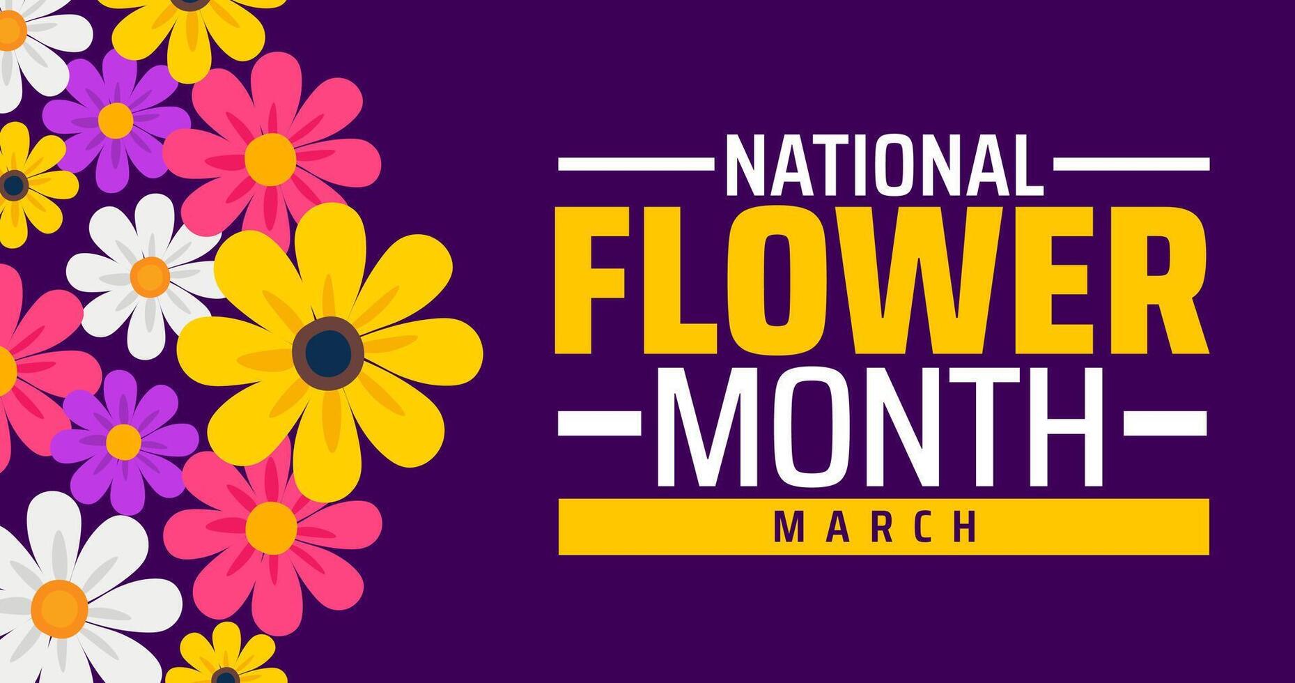 National Flower Month background banner or poster design template. observed every year in March. Holiday concept. Use to any Template, card, poster, placard, template. vector