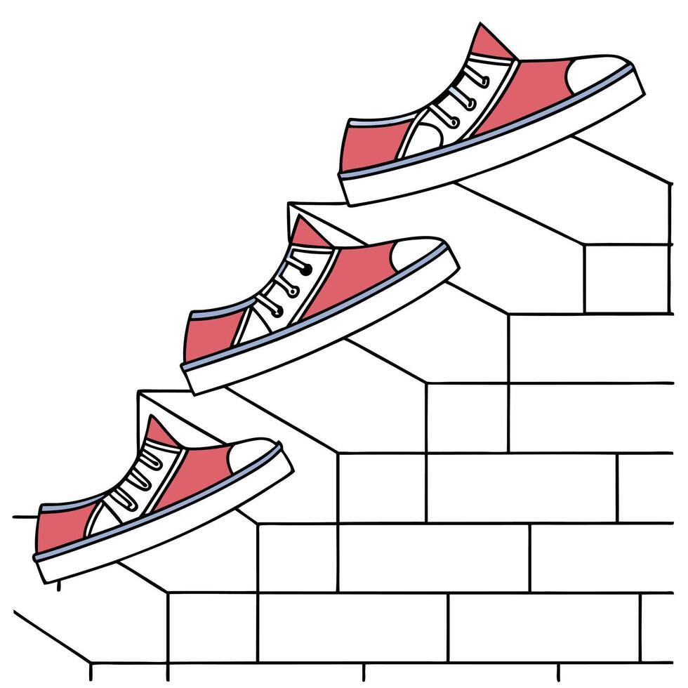 Compose hovering trapezoid stacks build luminous color steps retain crisp white isolation and present ultra modern layered tile arrangement Clean vector