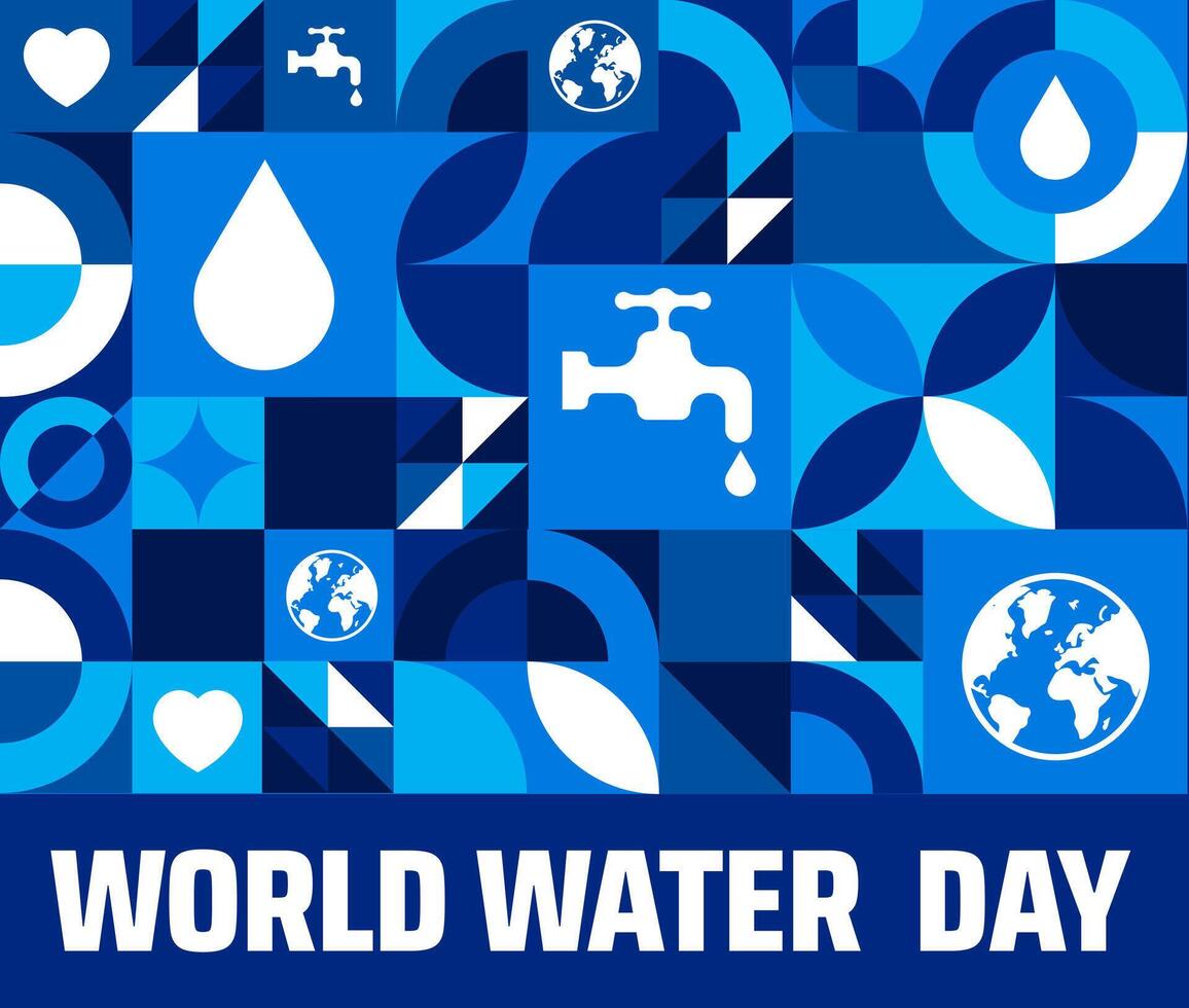 22 march world water day geometric shape pattern background banner or poster design template vector