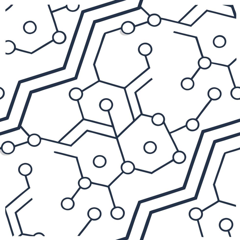 Contemporary techno circuits seamless pattern highlighting structured electronic pathways and minimal digital textures isolated white balance theme Clean Set 2 vector