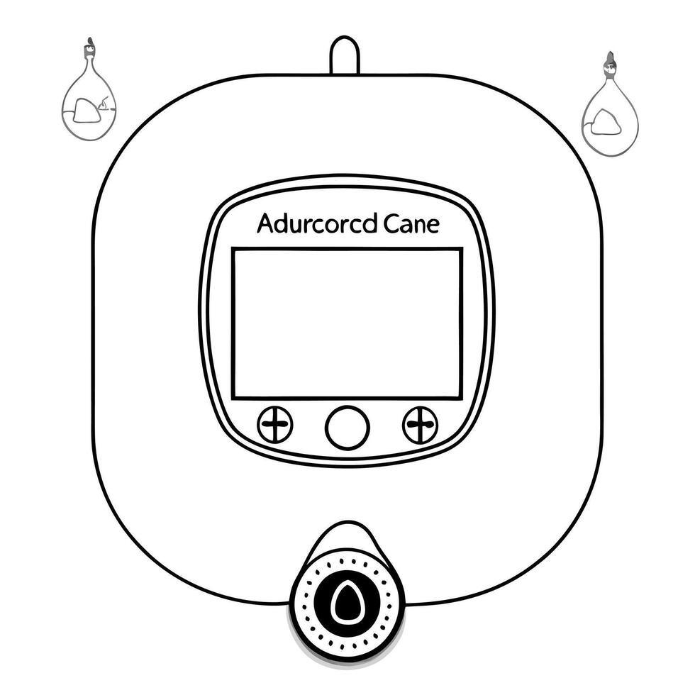 Continuous glucose monitor CGM and blue circle with Advanced Diabetes Management text Clean vector