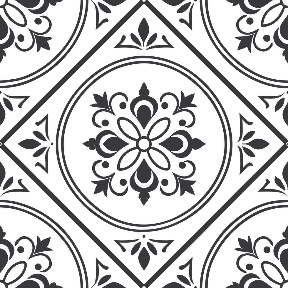 Craft vintage frame seamless pattern with symmetrical tile elements ornate decorations high resolution format Clean vector