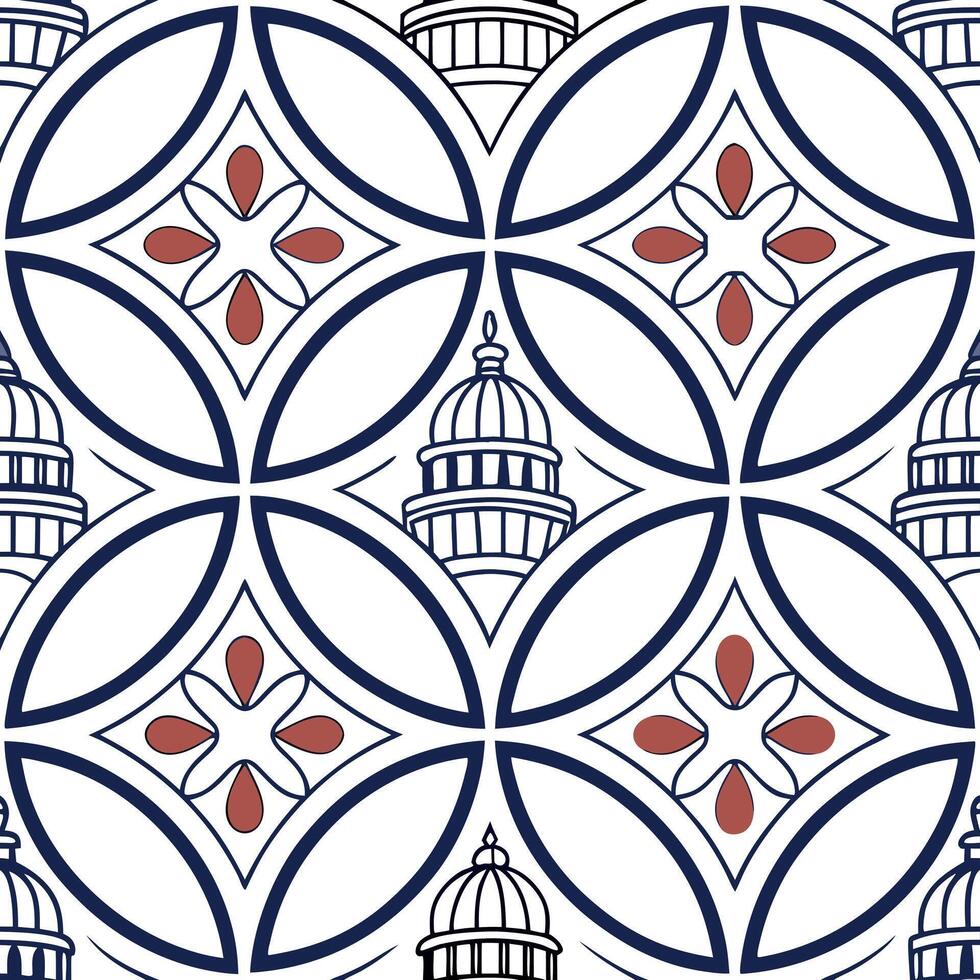 Create contemporary tile design with vibrant local icons isolated white spaces and smooth repeating motifs for social media graphics Clean vector