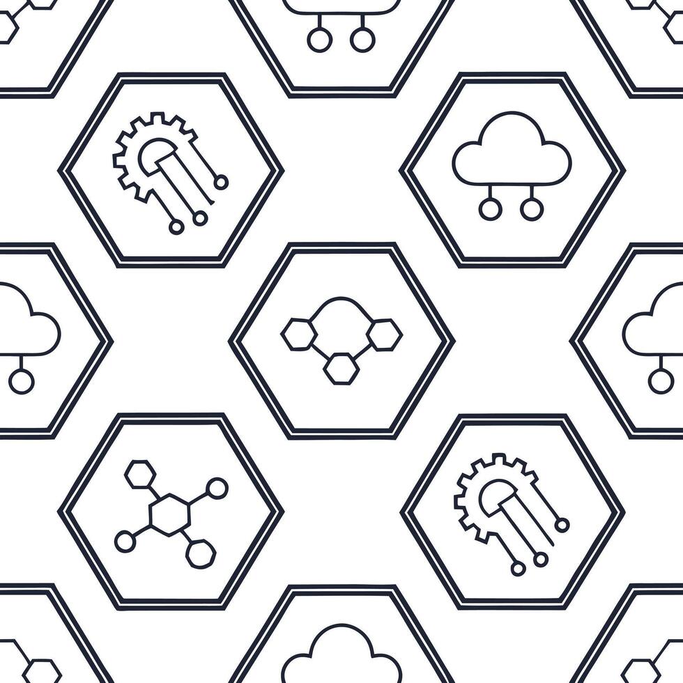 Create seamless futuristic tile patterns that showcase technological advancements using digital interfaces and isolated white balance Clean Set 2 vector