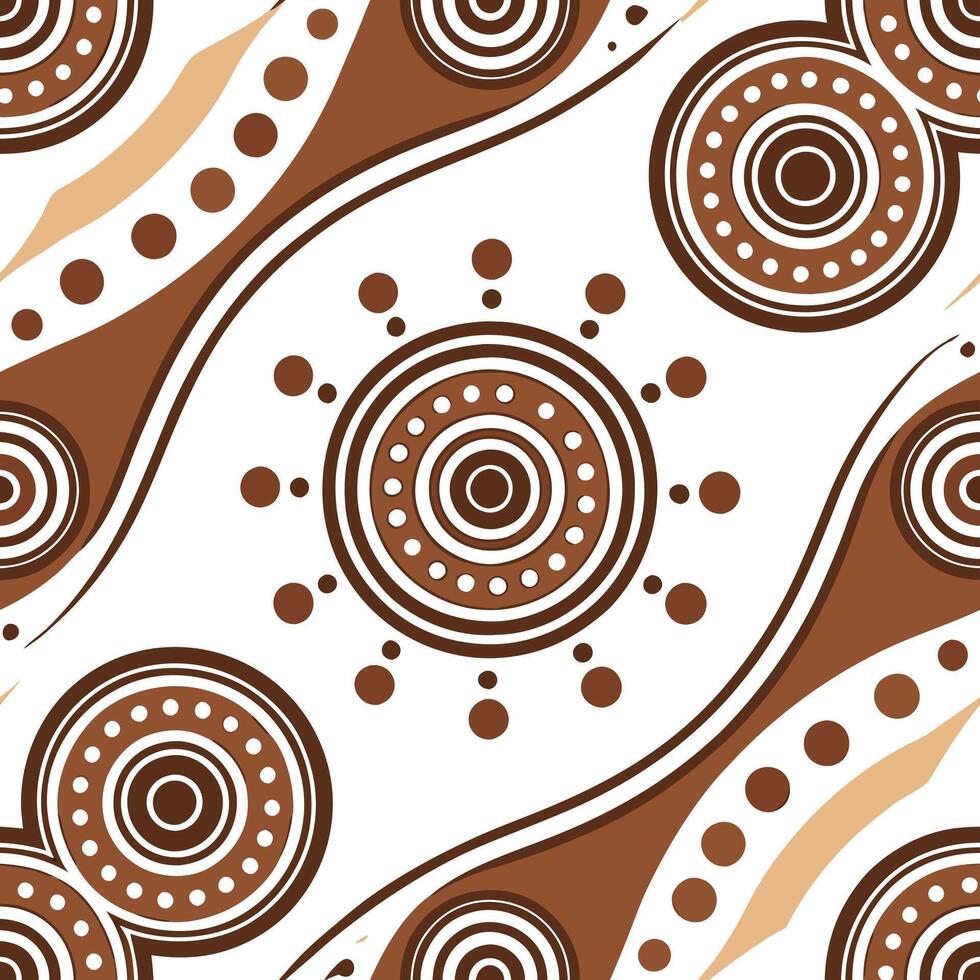Create seamless tile patterns based on Australian Aboriginal symbols using earthy colors and circular motifs for a cultural yet contemporary look Clean Set 2 vector