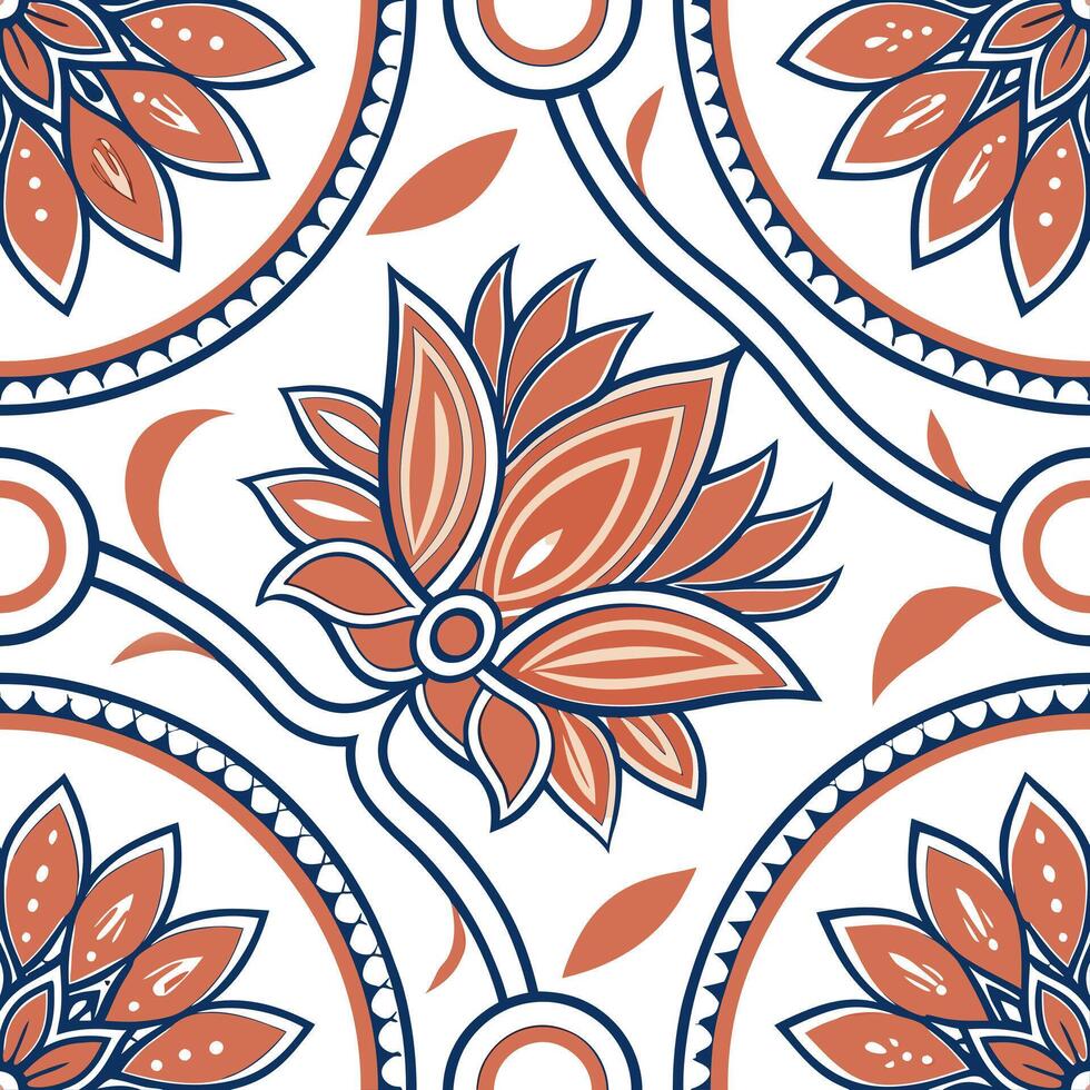 Create seamless tile patterns based on traditional Southeast Asian decorations focusing on lotus flowers dragons and rich patterns Clean Set 2 vector