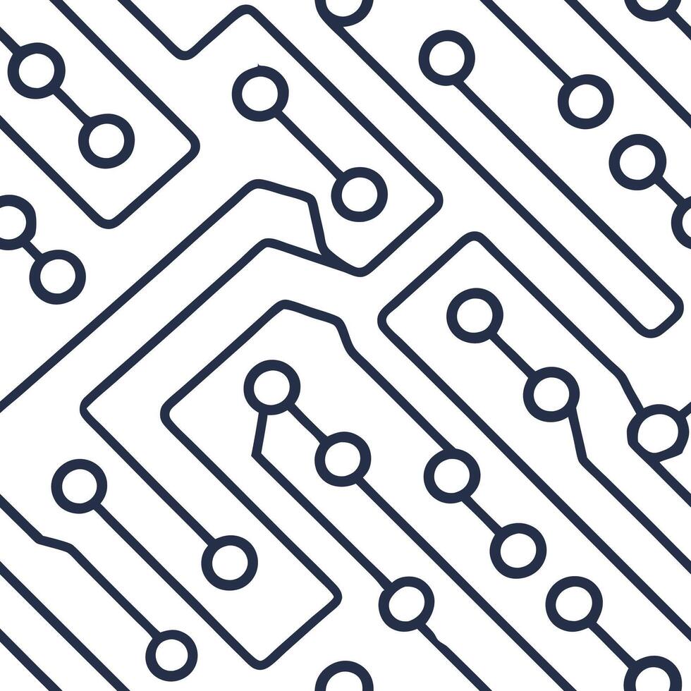 Create seamless tile patterns with digital technology motifs like neon lights circuits and AI designs featuring isolated white for clean branding Clean vector